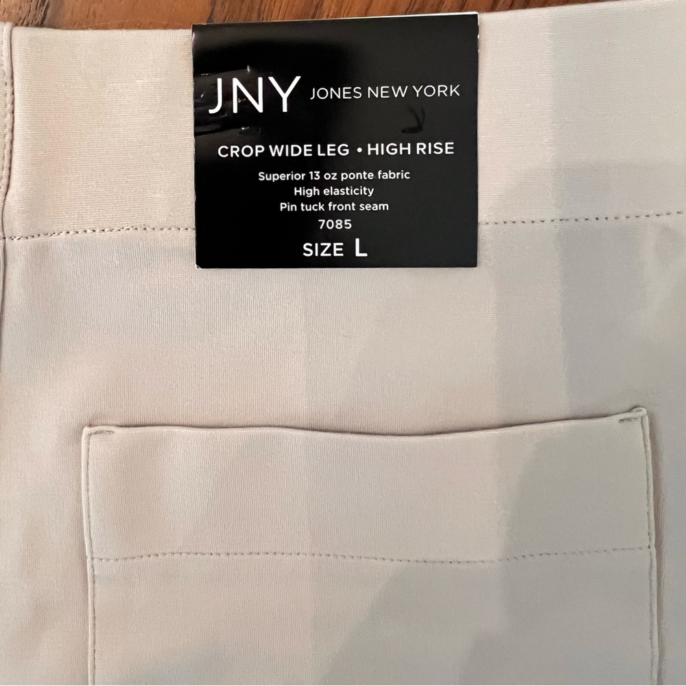 JNY Jones New York Light Tan Crop Wide Leg Pants - Size L - Picture 5 of 10